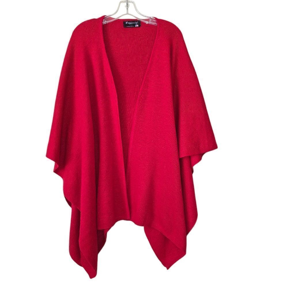 ALPACA IN STYLE Women's‎ Poncho One Size Red Western Rodeo Christmas